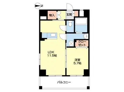フェリシアL(1LDK/6階)の間取り写真