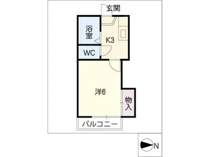 ジュネス宮東(1K/2階)の間取り写真