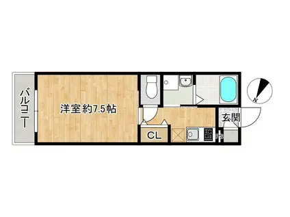 ワコーレヴィアーノ月見山II(1K/2階)の間取り写真