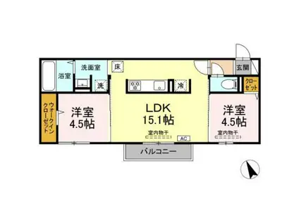 セジュールST A棟(2LDK/1階)の間取り写真