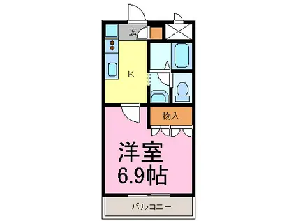 COMODO・MIHAMA(1K/2階)の間取り写真