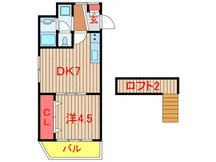 ベルピアデュエット高根公団2-(1DK/1階)の間取り写真