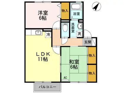 カントリーフォレスト(2LDK/2階)の間取り写真