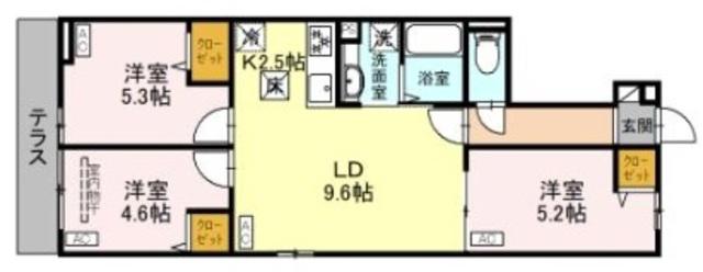 セレスティア松が丘(3LDK/1階)の間取り写真