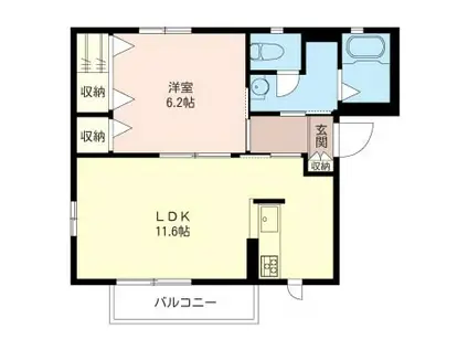 カメリアハイツB棟(1LDK/1階)の間取り写真