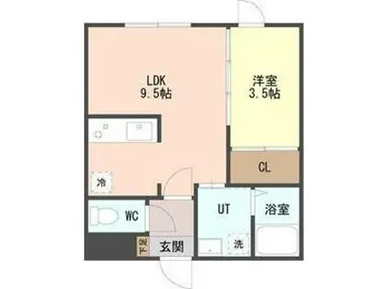 CHOUCHOUN24(1LDK/2階)の間取り写真