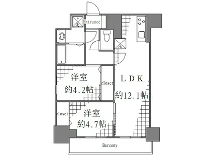 GRANDEUR FUJI(2LDK/6階)の間取り写真