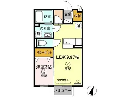 セジュール瀬戸下B棟(1LDK/2階)の間取り写真