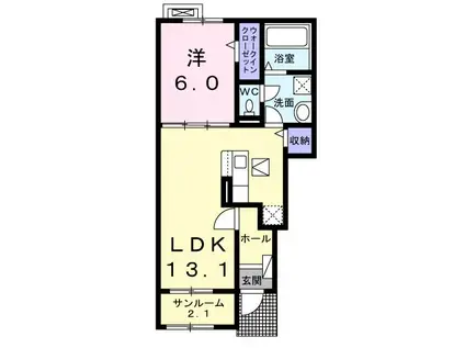 グリーン コンフォート(1LDK/1階)の間取り写真