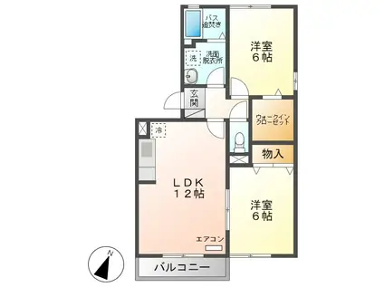 シャルマン A(2LDK/1階)の間取り写真