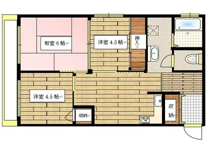 大産桜坂マンション(3DK/7階)の間取り写真