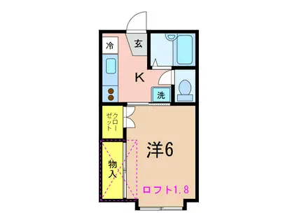 プラザ・ドゥ・フレ(1K/1階)の間取り写真