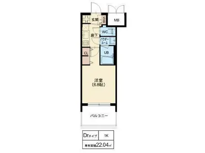 プレサンス神崎川ファインブレス(1K/9階)の間取り写真