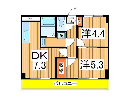サンビレッジⅠ(2DK/1階)の間取り写真