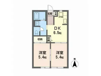 ピュア・コートB(2DK/1階)の間取り写真