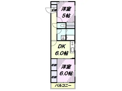 アーガスヒルズ6(2DK/3階)の間取り写真