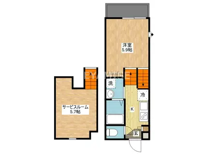 タンドレス多良見(1SK/1階)の間取り写真