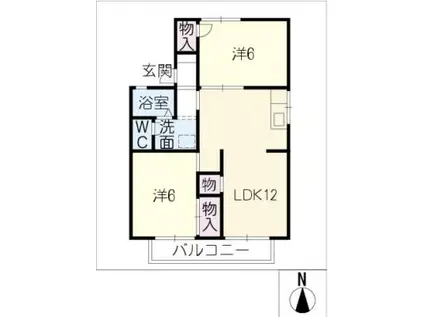 光ハイツA.B(2LDK/2階)の間取り写真