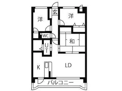 第2ヒルハイツ浅井(3LDK/2階)の間取り写真