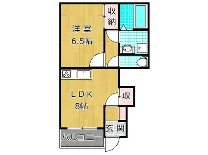 津田くにみ谷(1LDK/1階)の間取り写真