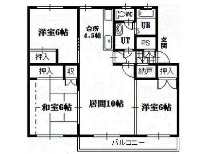 テレパレス旭川春光II(3LDK/3階)の間取り写真
