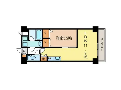 ヘリオスII(1LDK/3階)の間取り写真