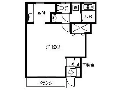 ランドパレス名倉(1K/1階)の間取り写真