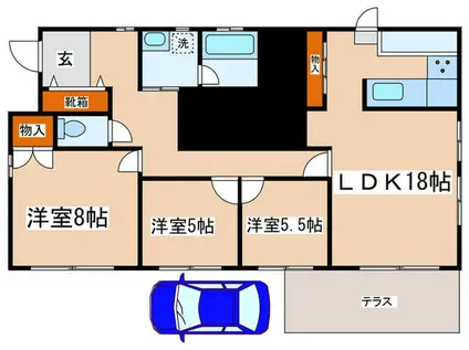 ベルハウス(3LDK/1階)の間取り写真