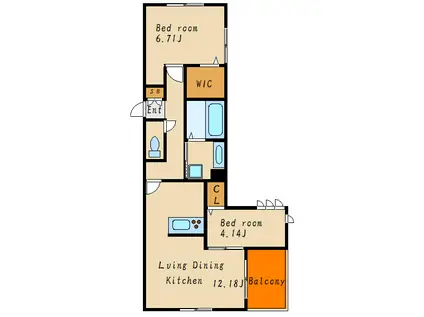 セジュール西明石(2LDK/2階)の間取り写真