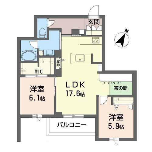 CRESTIEQ NAKADA(2LDK/2階)の間取り写真