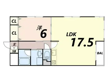 広畑中村コーポ(1LDK/3階)の間取り写真