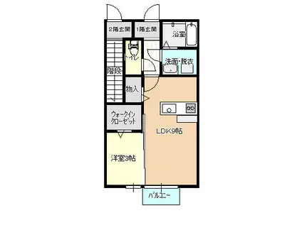 グランディオ本陣前 B棟(1LDK/1階)の間取り写真