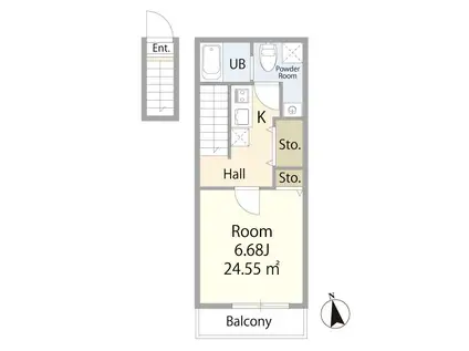 エテルノヴァローレ大和田(1K/2階)の間取り写真