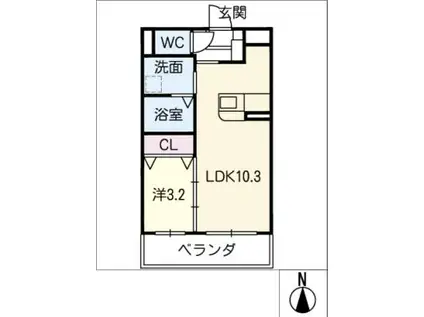 KANON(1LDK/3階)の間取り写真