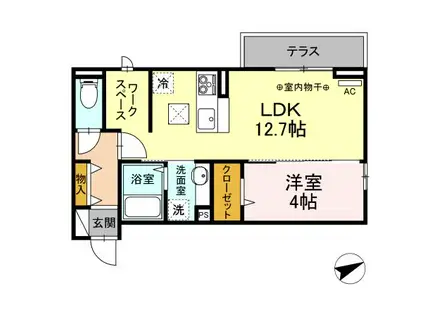 D-ROOM住吉 B(1LDK/1階)の間取り写真