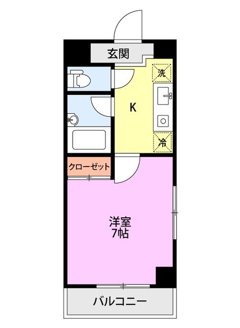 ワンノール堀之内(1K/1階)の間取り写真