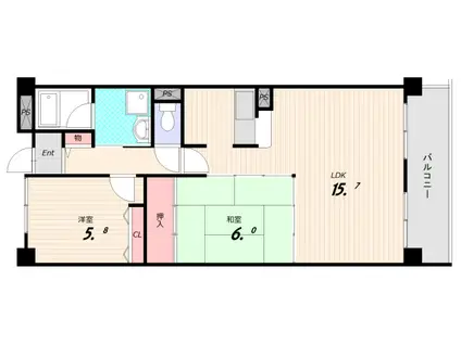 メイプル平和台(2LDK/3階)の間取り写真