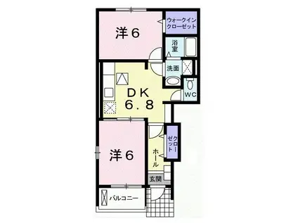 グラン・メランジュIII(2DK/1階)の間取り写真