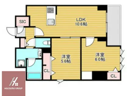 PARC DE VERT ESAKA(2LDK/2階)の間取り写真