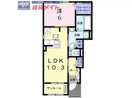 第三東雲 A棟(1LDK/1階)の間取り写真