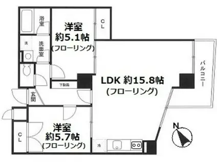 アムール(2LDK/8階)の間取り写真