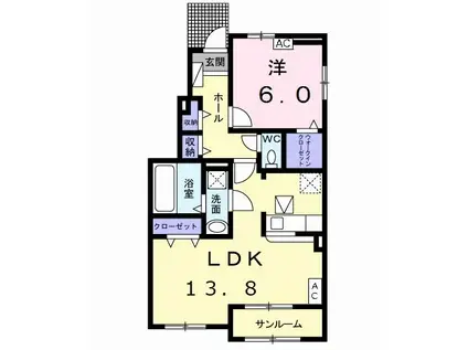 エスペランサS III(1LDK/1階)の間取り写真