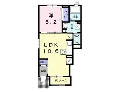 FULL・BLOOM(1LDK/1階)の間取り写真