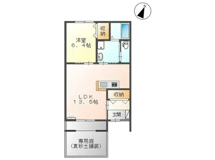 ラ・チェドゥオ(1LDK/1階)の間取り写真