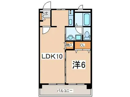 アヴェニールII(1LDK/6階)の間取り写真