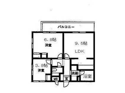 ヴェール小日向(2DK/3階)の間取り写真