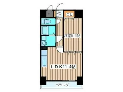 県庁前レジデンス(1LDK/4階)の間取り写真