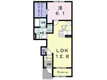 ドリームワークス 九番館(1LDK/1階)の間取り写真