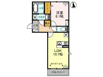 フィエルテ(1LDK/2階)の間取り写真