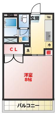 リッチマンション(1K/1階)の間取り写真